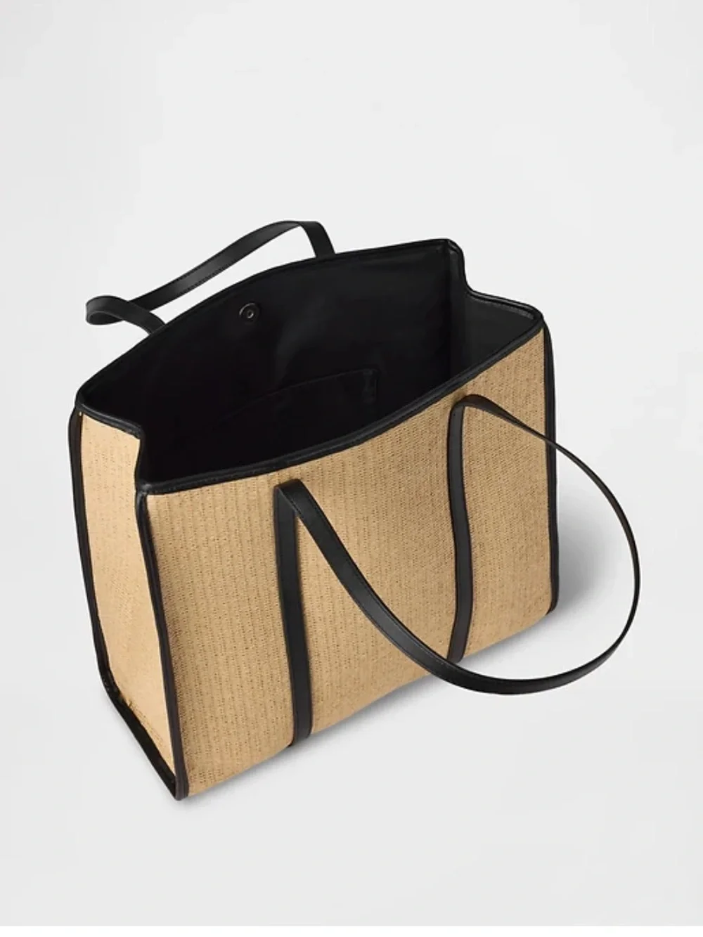 GAP Natural Straw Tote with Black Trim